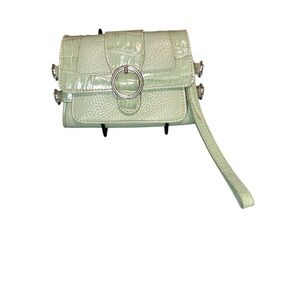 Brighton Mint Green Pebble Leather Croc Embossed Mini Crossbody Wallet Pouch GUC